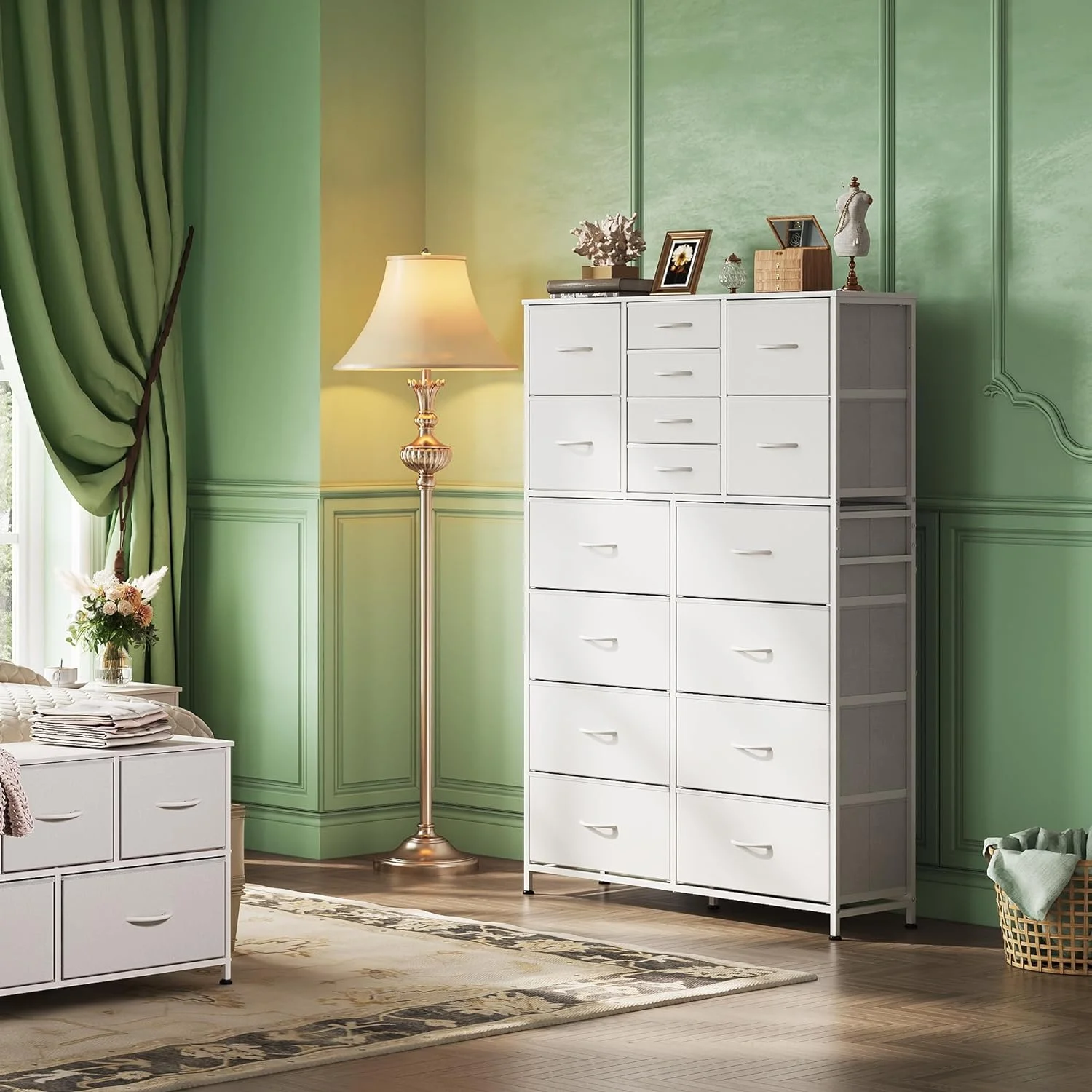 WANHUI 16 Drawers Dresser, Tall Dresser for Bedroom, Closet, Hallway, Storage Dresser Organizer unit