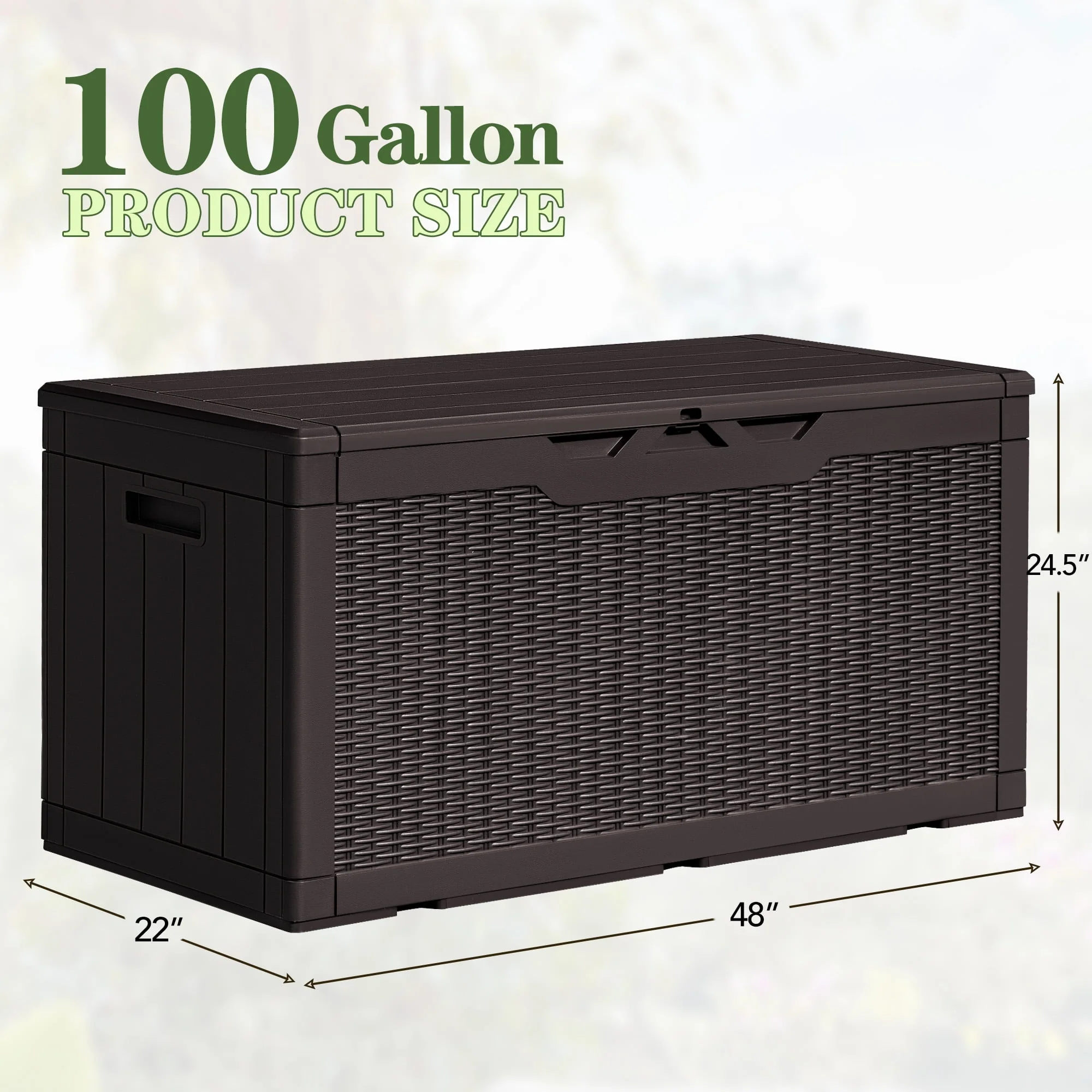 Homall 100 Gallon Outdoor Box Deck Plastic Resin Storage Box, Black