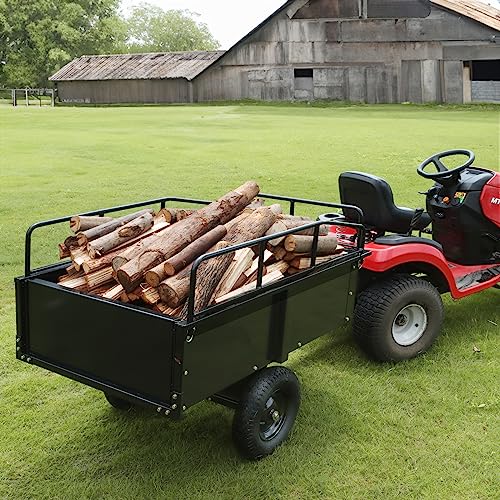 VEVOR Heavy Duty ATV Dump Cart - Steel Tow Behind trailer, 750 lbs, 15 Cubic Feet Garden Utility with Removable Sides