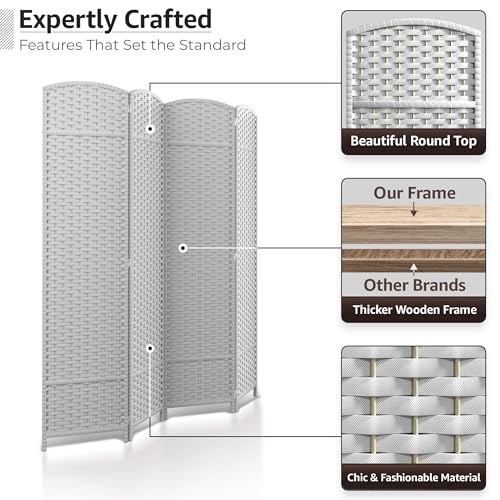 Sorbus 8-Panel Black Room Divider with Double Hinged Panels, 6 ft Tall Folding Privacy Screen