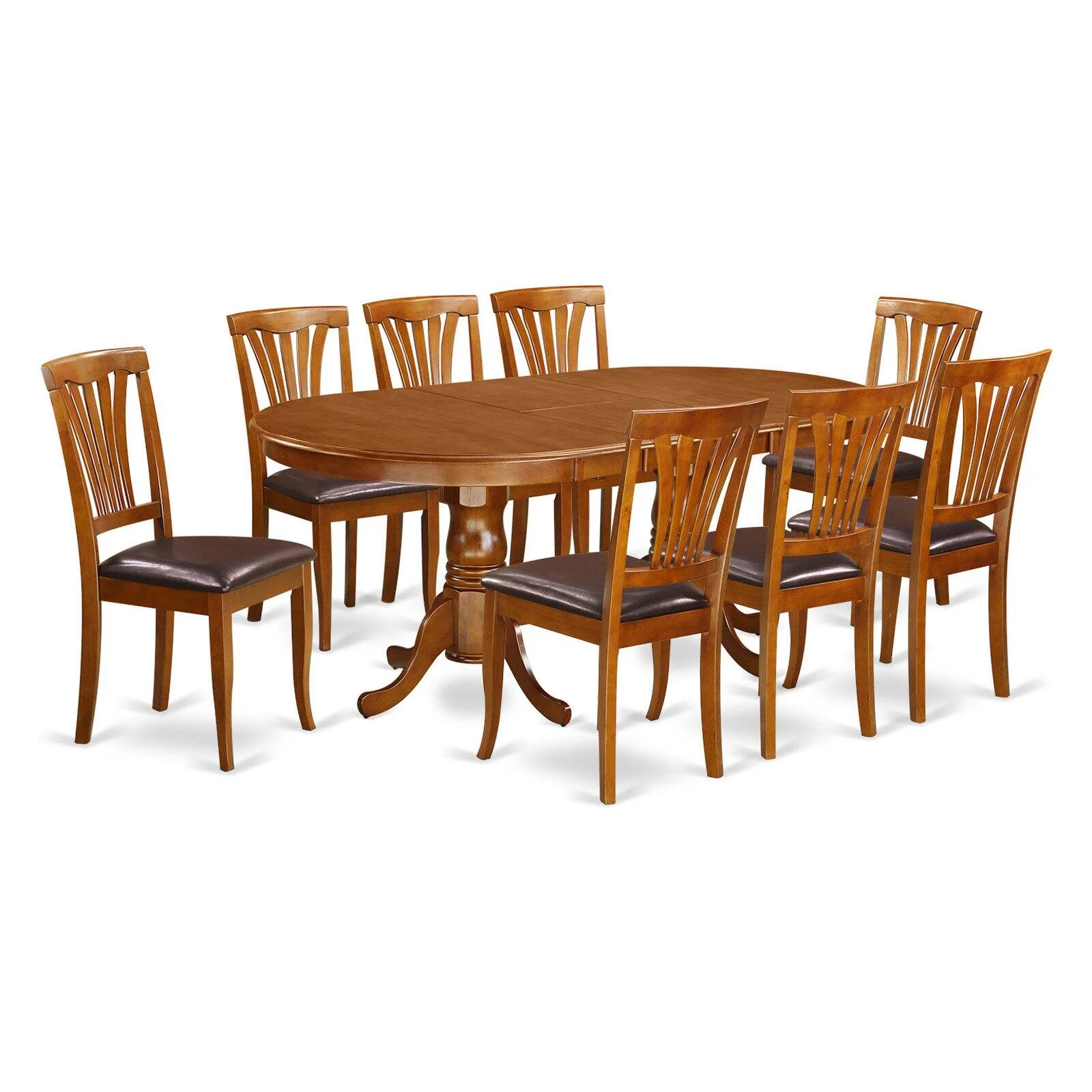 East West Furniture Plainville 9-piece Wood Dining Table Set in Black/Cherry