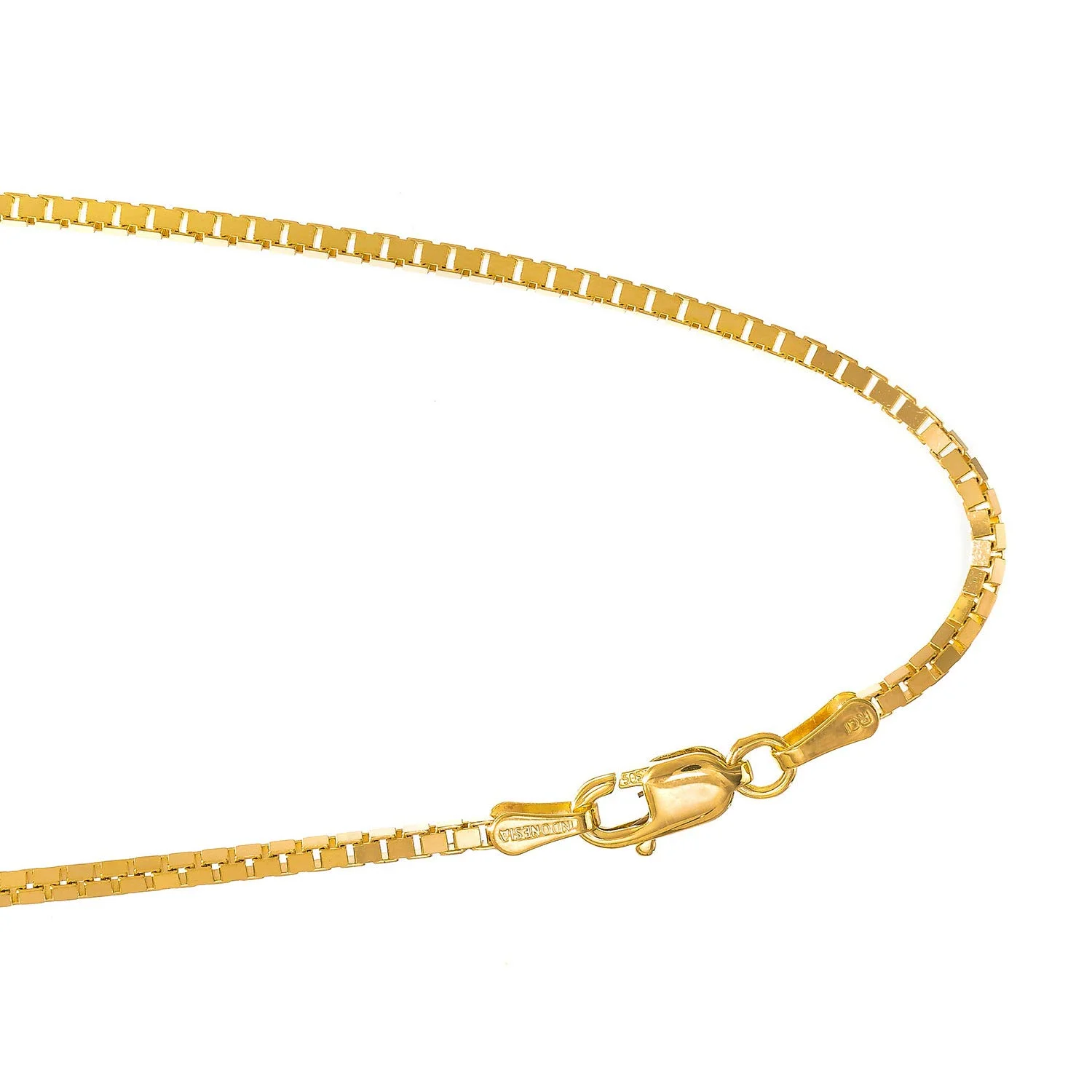 14kt 22" Yellow Gold 1.4mm Shiny Classic Box Chain with Lobster Clasp