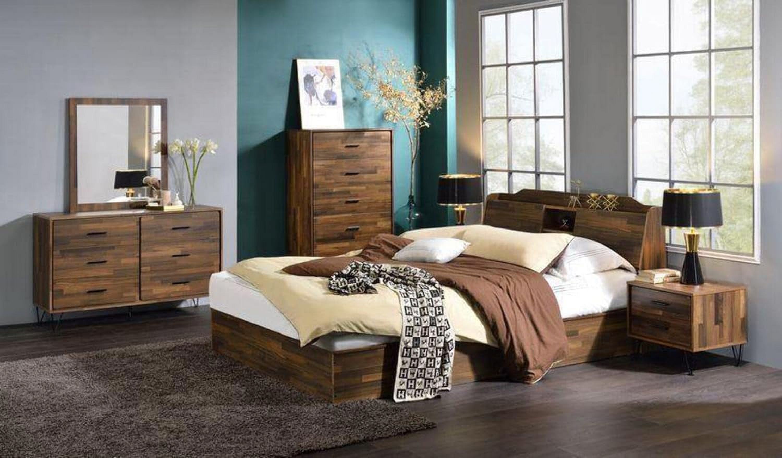 Hestia 6-Drawer Wooden Dresser In Walnut Finish