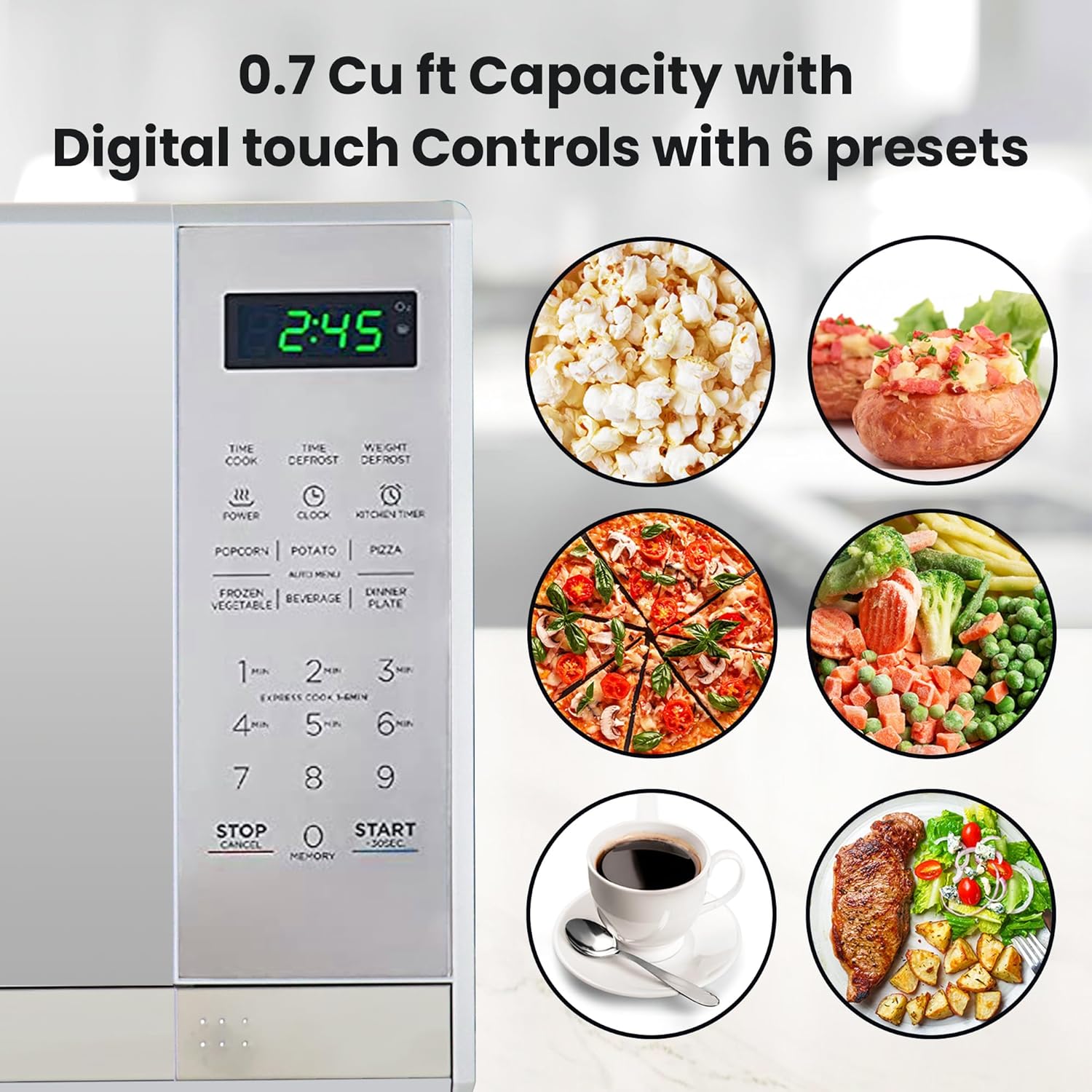 Total Chef Natural Convection Microwave Oven - Ideal Countertop Pizza Oven, Designed for Small Spaces, Perfect for Toasting, Baking, and Air Frying