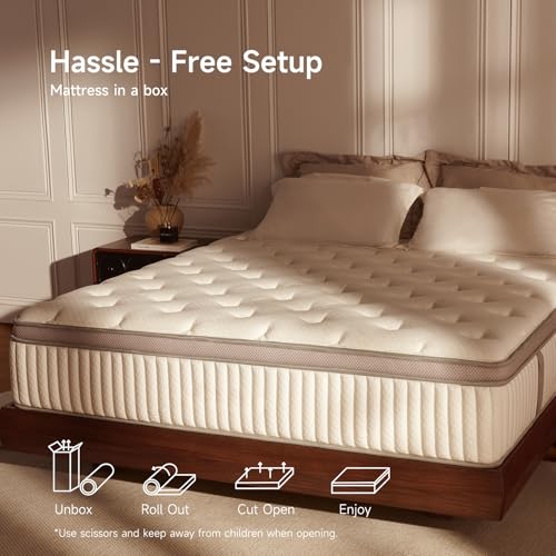 Queen Size Mattress, 12 inch Queen Cooling Gel Memory Foam Mattresses for Pressure Relief, Medium Firm Hybrid Mattress in a Box, CertiPUR-US Certified