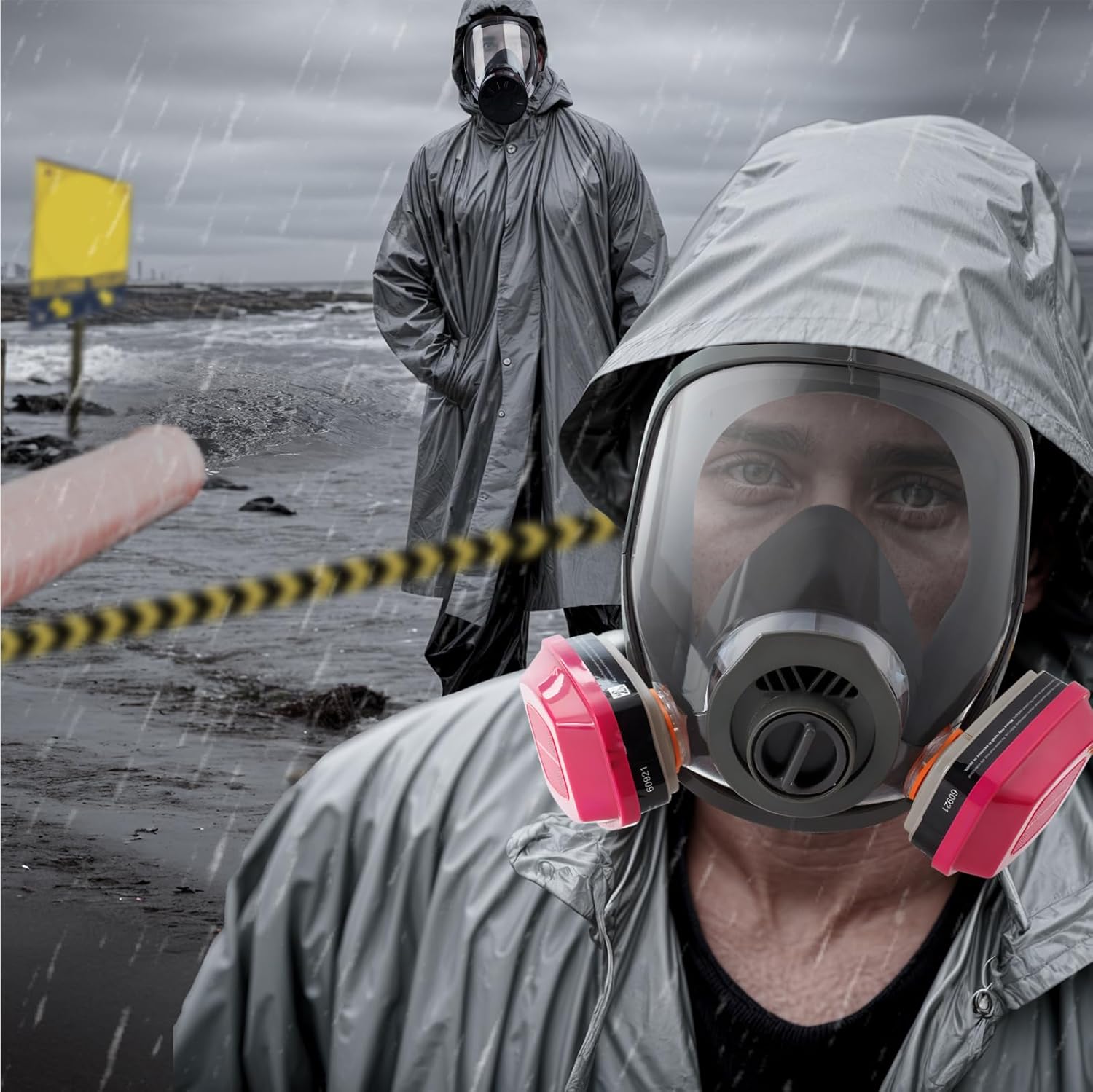 Gas Mask Respirator 4 Pack: Full Face Gas Masks Survival Nuclear and Chemical Reusable Respirator Mask with Filters 60921 & Activated Carbon 40mm