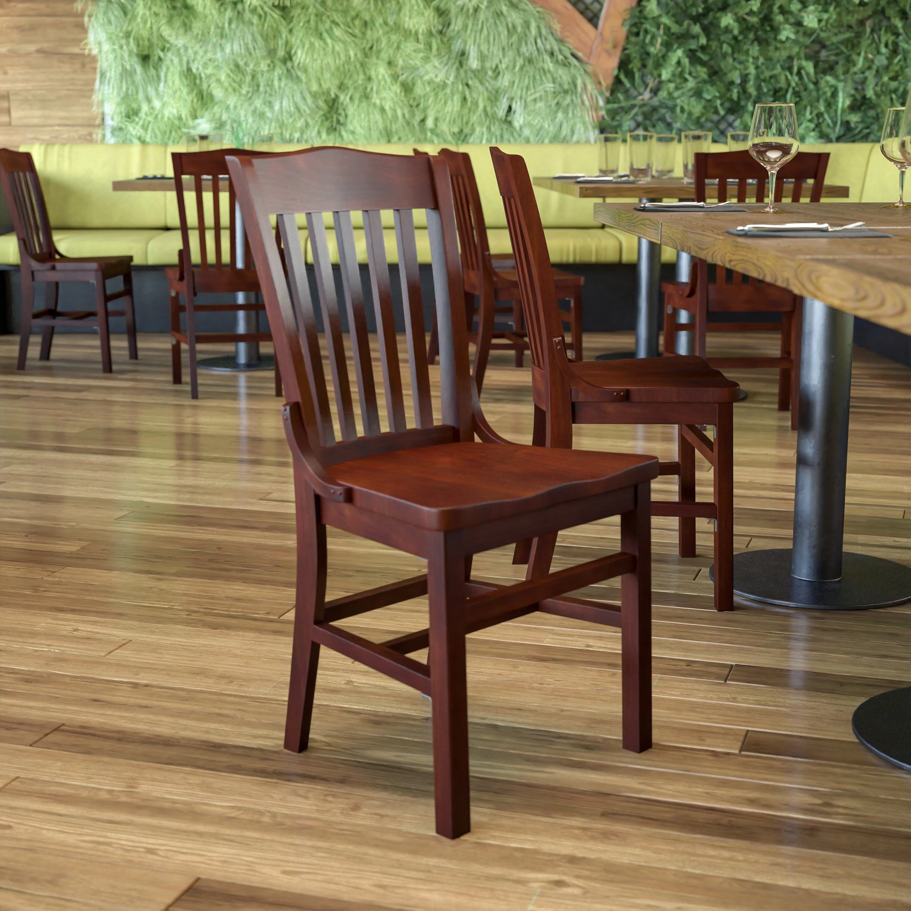 Emma + Oliver School House Back Mahogany Wood Chair