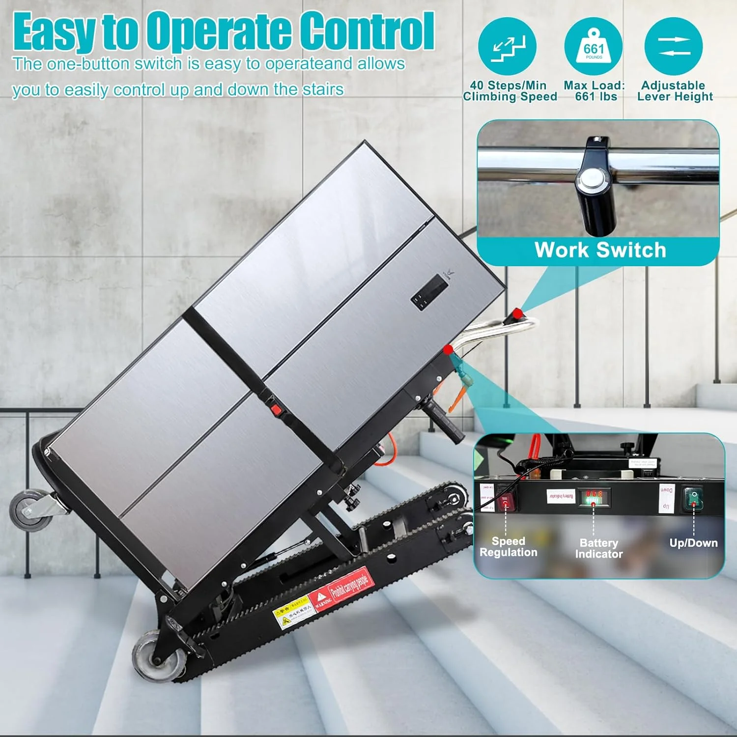 661lb Heavy Duty Electric Stair Climbing Hand Trucks