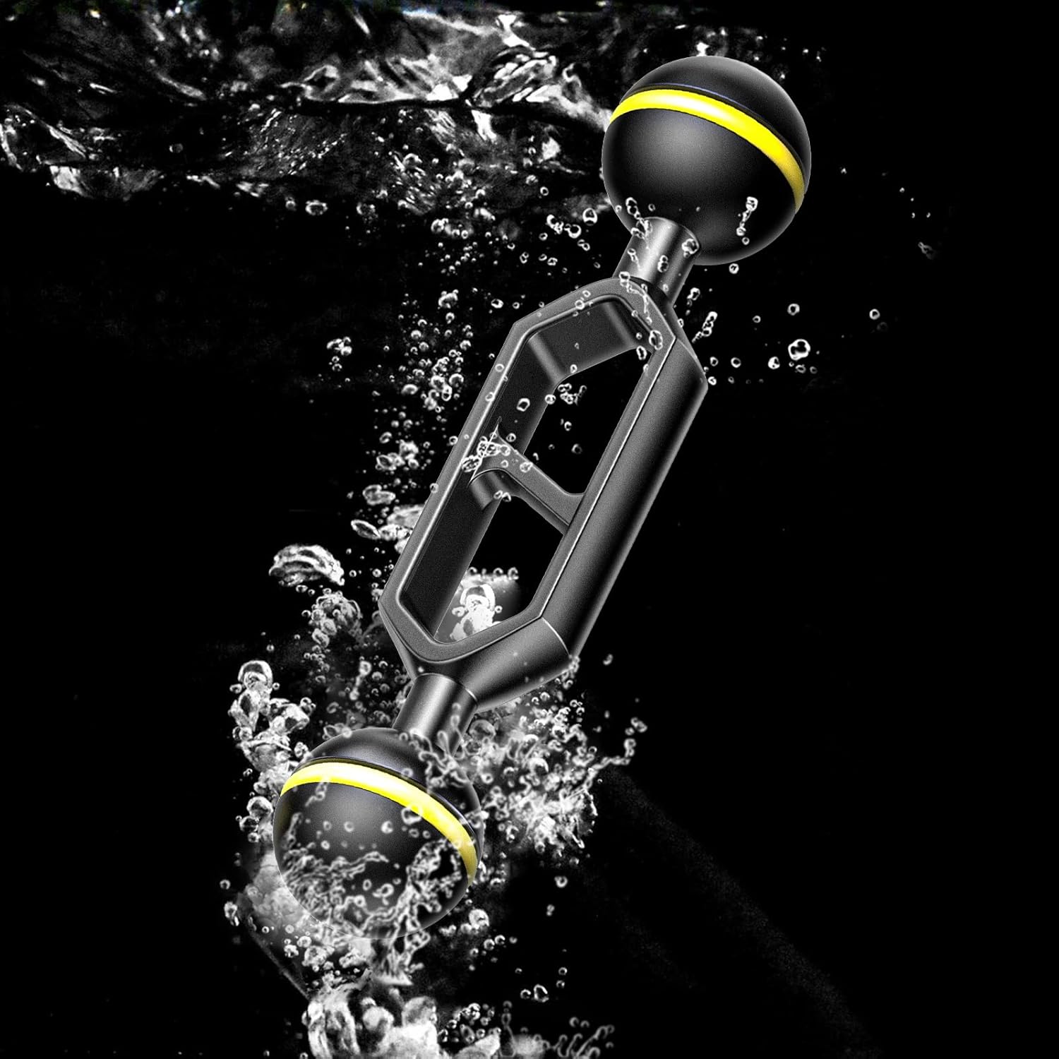 Seafrogs 4&rdquo;Aluminum Alloy Underwater System, Connector Ball Head, Aluminum Alloy Dual Balls Arm for Strobe/Video Light/Diving Camera Tray