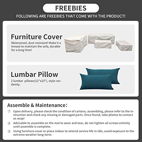 Rattaner Patio Wicker Furniture Set 6 Pieces Outdoor HDPE Wicker Conversation Couch Sectional Chair Sofa Set with Grey Cushions