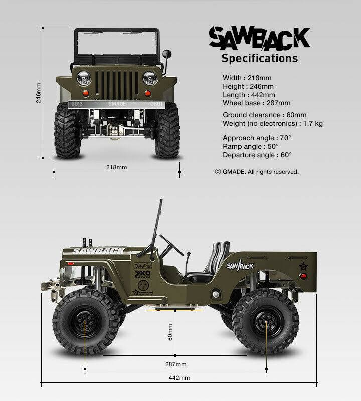 Gmade Gm52000 Sawback 4WD 1/10 Scale Rock Crawler Kit
