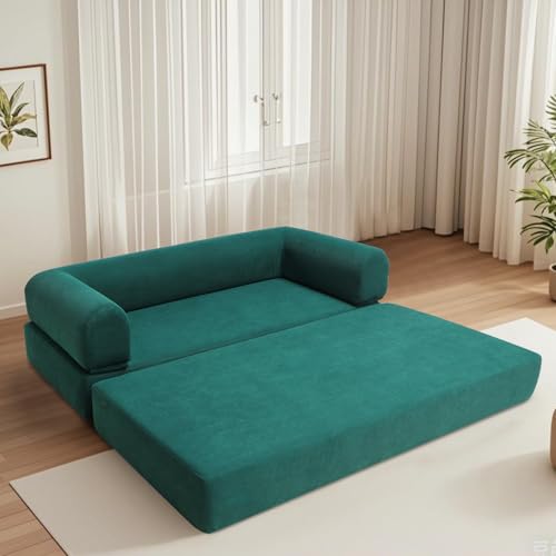 Convertible Sleeper Sofa Bed with Cylindrical Pillow, Comfy Foldable Sofa Bed Compressed Sofa in Box