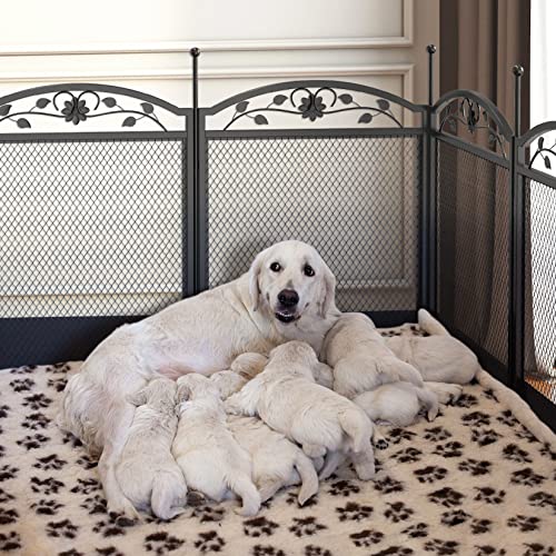 BingoPaw Dog Whelping Box Fence: Pet Indoor Metal Playpen Crate with Waterproof whelping pad