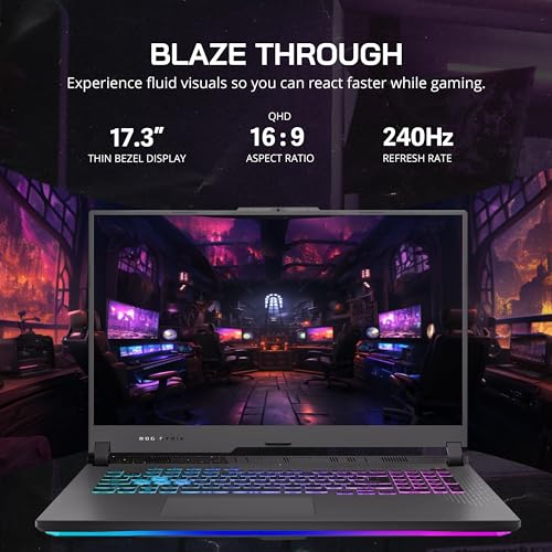 ASUS ROG Strix G17 17.3" QHD 240Hz Gaming Laptop, AMD Ryzen 9-7845HX, 64GB DDR5, 2TB PCIe SSD, NVIDIA GeForce RTX 4060, RGB Backlit Keyboard
