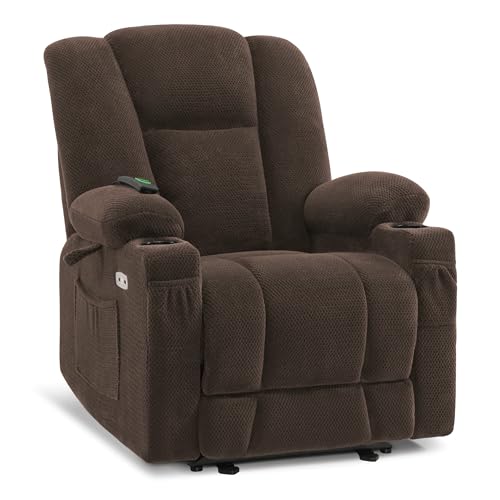 MCombo Zero Gravity Power Recliner Chair with Heat and Vibration Massage, Reclining Chair with USB & Type C Ports, Cup Holders for Living Room