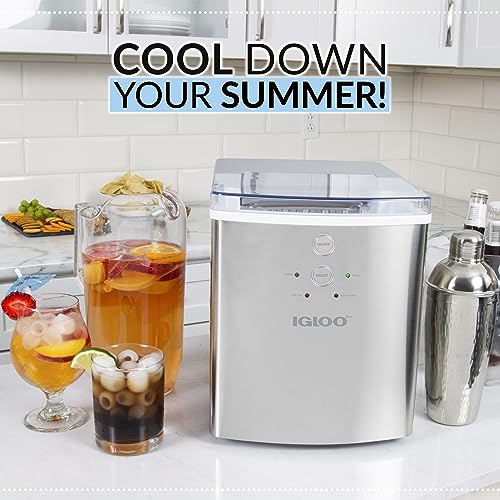Igloo Electric Countertop Ice Maker Machine - Automatic and Portable - 33 Pounds in 24 Hours - Icecube Maker - Plastic Scoop and Basket
