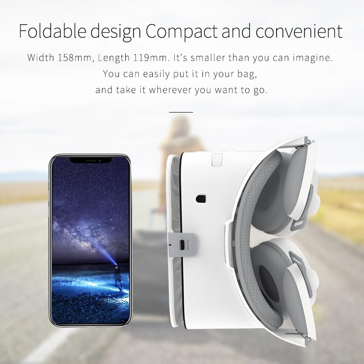 VR Headset for iPhone & Android Phones with Wireless Headphones