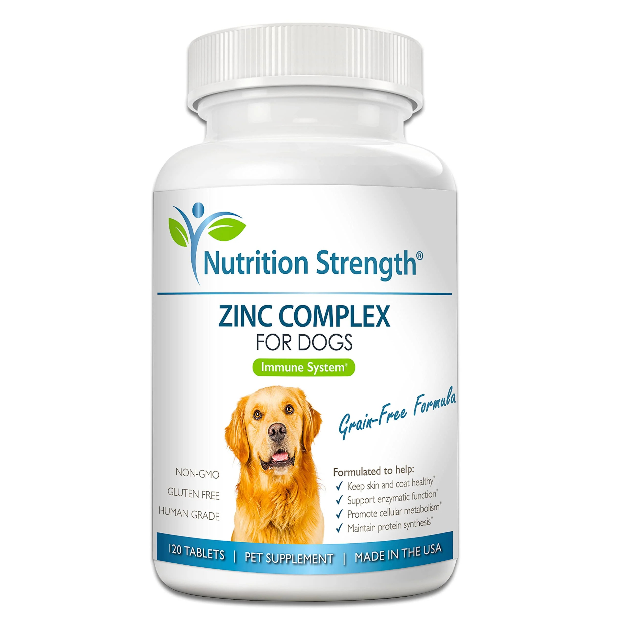 Nutrition Strength Zinc for Dogs to Support Healthy Skin & Coat, Promote Normal Growth, Balanced Immune Function & Cellular Metabolism, with Biotin