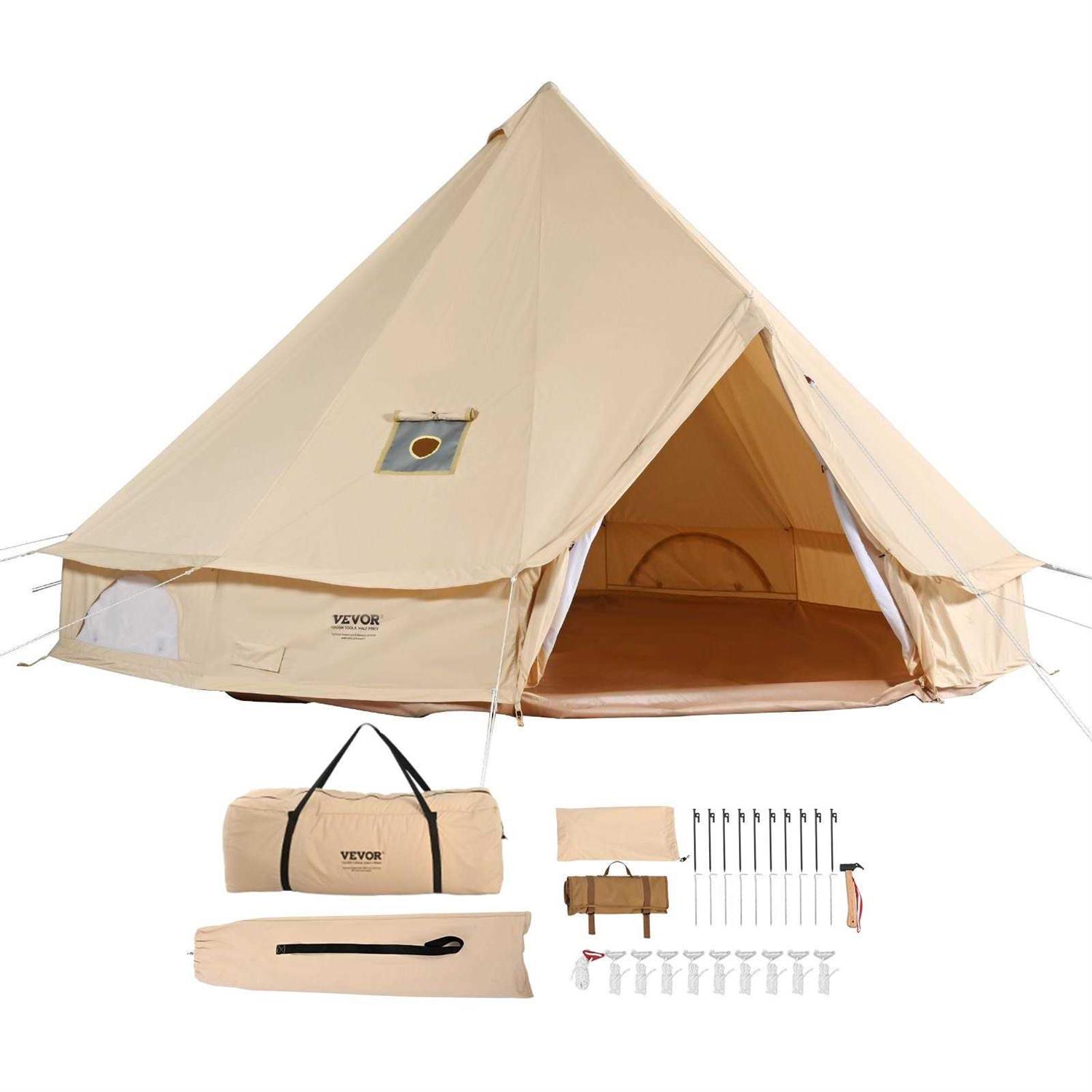 VEVOR Canvas Bell Tent 4 Seasons Yurt Tent - Sports Supplies Online Store
