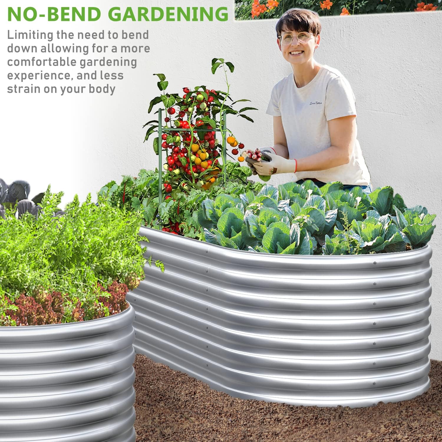 8x2x2/6.5x3.5x2/5x5x2ft Outdoor Galvanized Raised Garden Bed, 9 in 1 Adjustable Planter Raised Bed for Gardening