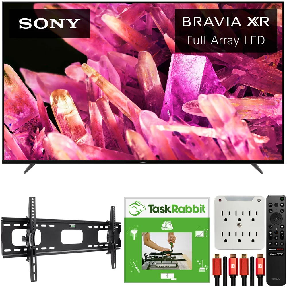 Sony XR65X90K Bravia XR 65 inch X90K 4K HDR Full Array LED Smart TV 2022 Model Bundle with TaskRabbit Installation Services + Deco Wall Mount + HDMI