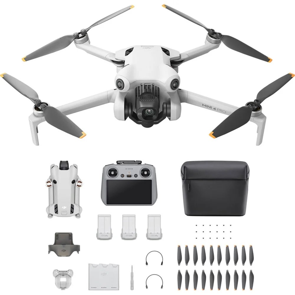 DJI Mini 4 Pro Fly More Combo with DJI RC 2 (Screen Remote Controller), Folding Mini-Drone with 4K HDR Video Camera for Adults, Under 249 g