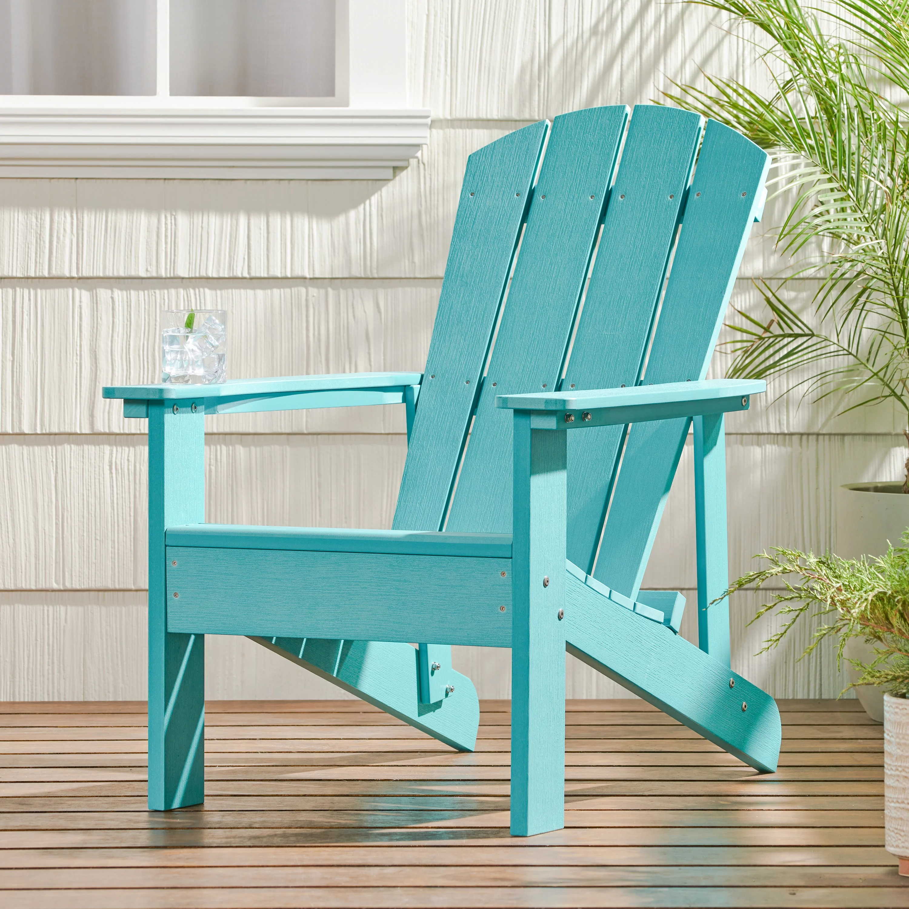 Giulietta Faux Wood Outdoor Adirondack Chair, Teal