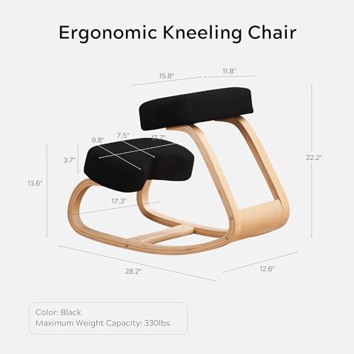 Ergonomic Kneeling Chair,Adjustable Kneeling Desk Chair for Desk with Cushion,Posture Kneeling Chair for Relieving Neck and Back Pain