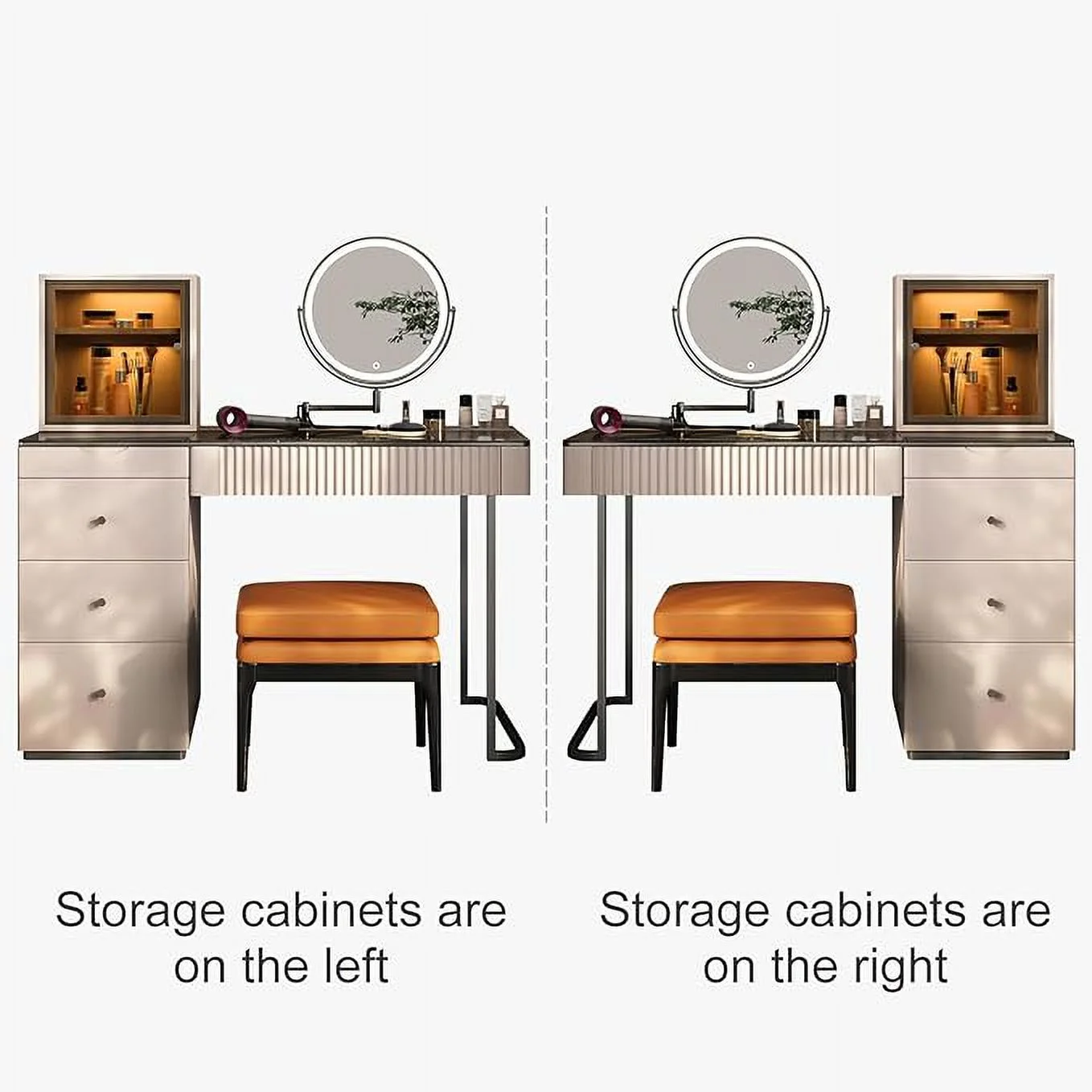 Lartis Premium Makeup Vanity Table with Stool,Very Easy to Assemble，Dressing Table,Vanity Desk,Dresser Desk,LED Lighted Mirror