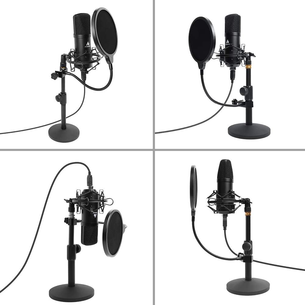 USB Microphone Kit 192KHZ/24BIT with Aluminum Organizer Storage Case MAONO PC Condenser Podcast Streaming Cardioid Mic Plug & Play for Computer