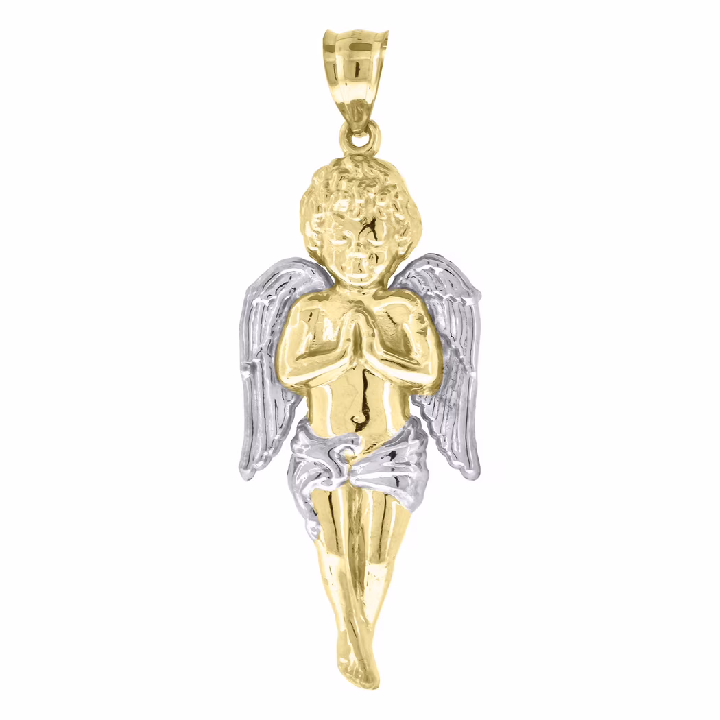 10k Two tone Gold Mens Women Cupid Angel Religious Charm Pendant Necklace Measures 52.5x20.00mm Wide Jewelry Gifts for M