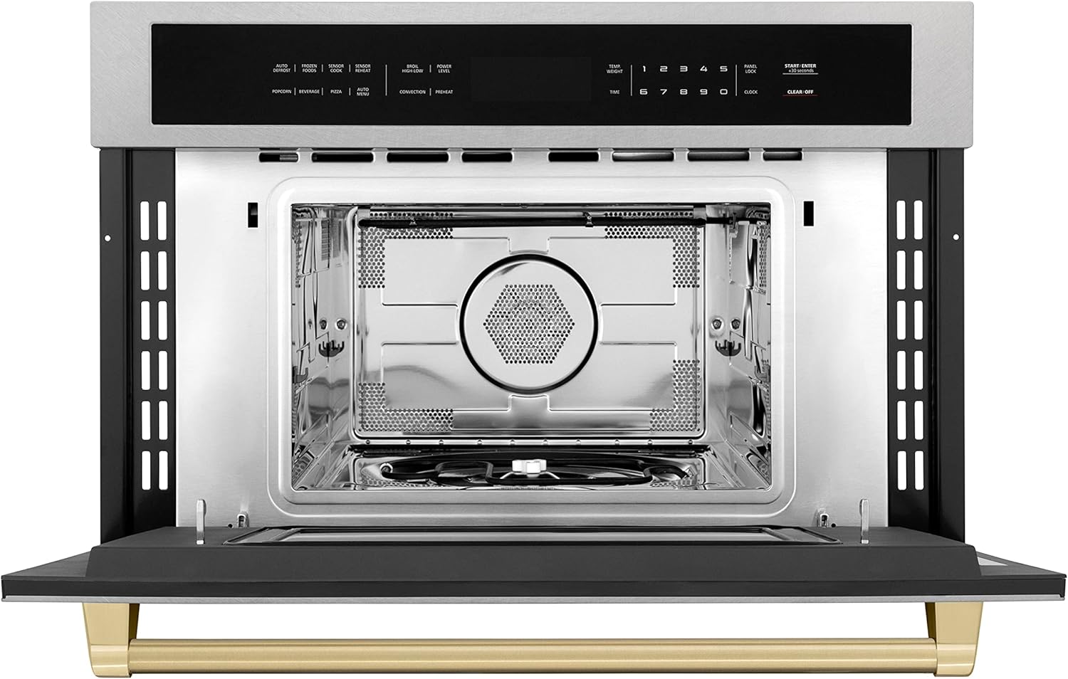 ZLINE Autograph Edition 30” 1.6 cu ft. Built-in Convection Microwave Oven in Fingerprint Resistant Stainless Steel and Champagne Bronze Accents