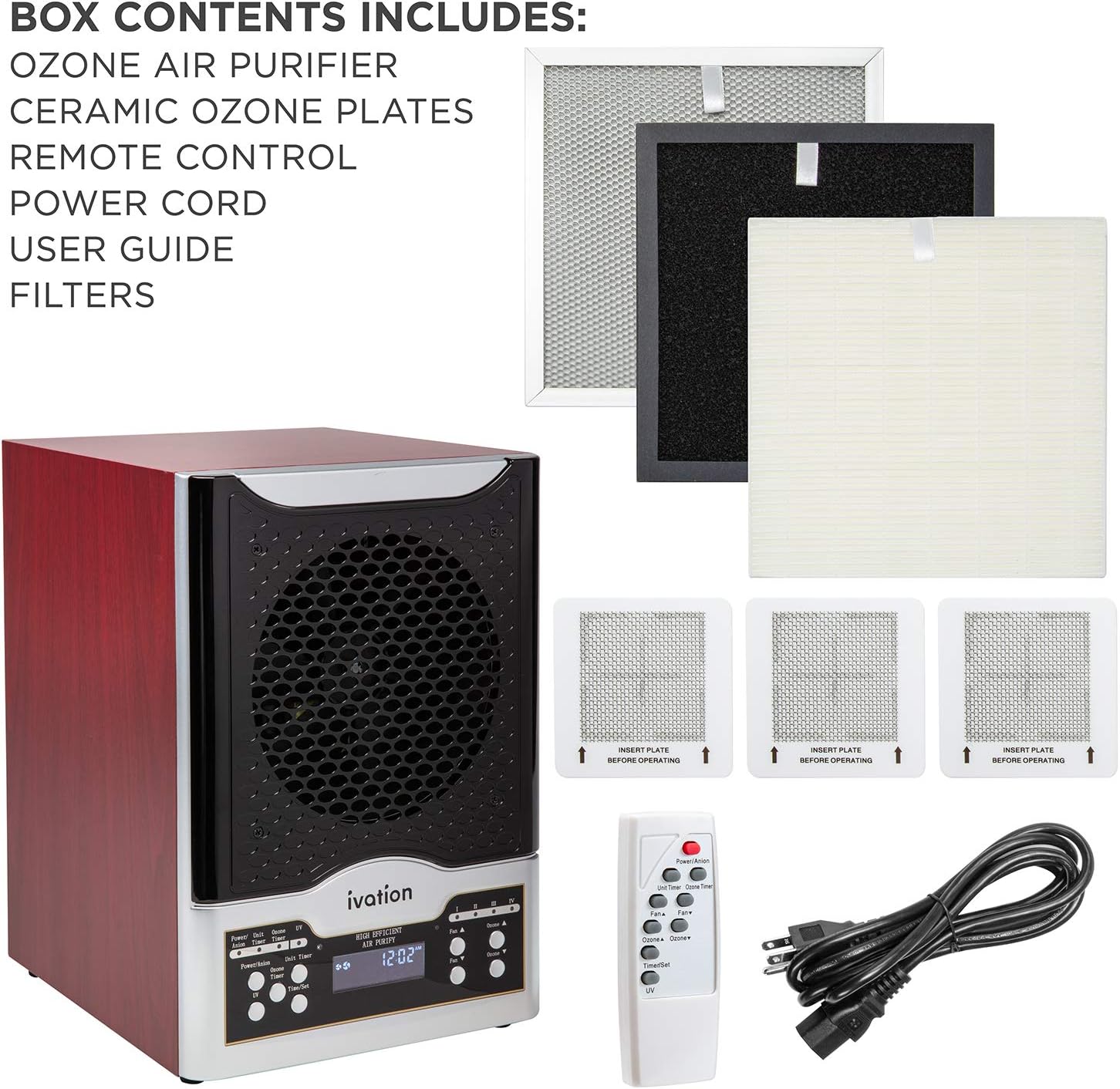 Ivation 5-in-1 HEPA Air Purifier & Ozone Generator W/Digital Display Timer and Remote, Ionizer & Deodorizer 3,700 Sq/Ft – HEPA
