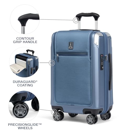 Travelpro Platinum Elite Hardside Expandable Carry on Luggage, 8 Wheel Spinner, TSA Lock, Hard Shell Polycarbonate Suitcase, Metallic Sand