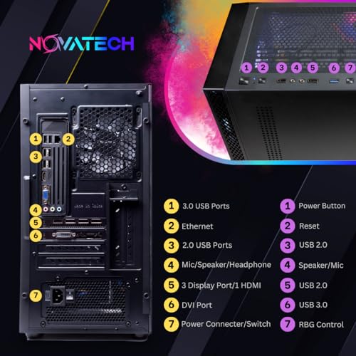 NOVATECH Phantom - Prebuilt Gaming PC Desktop Computer - RX580 8GB - Intel i7 Xeon 3.5GHz - 16GB RAM - 512GB M.2 SSD WiFi/BT, Win 10 Pro