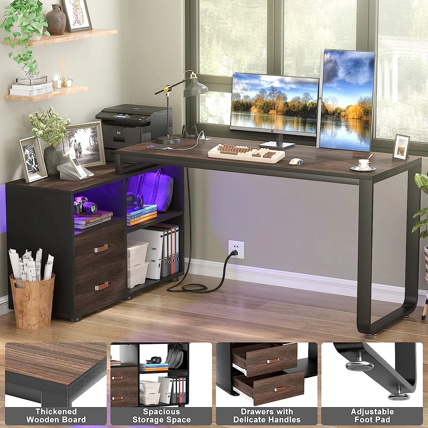 Popular L Shaped Desk with File Cabinet