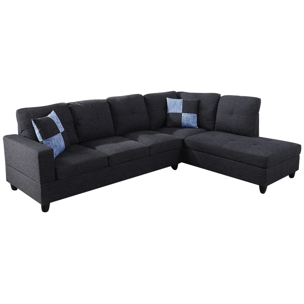 Star Home Living 2-piece Gray Striped Right Chaise Sectional