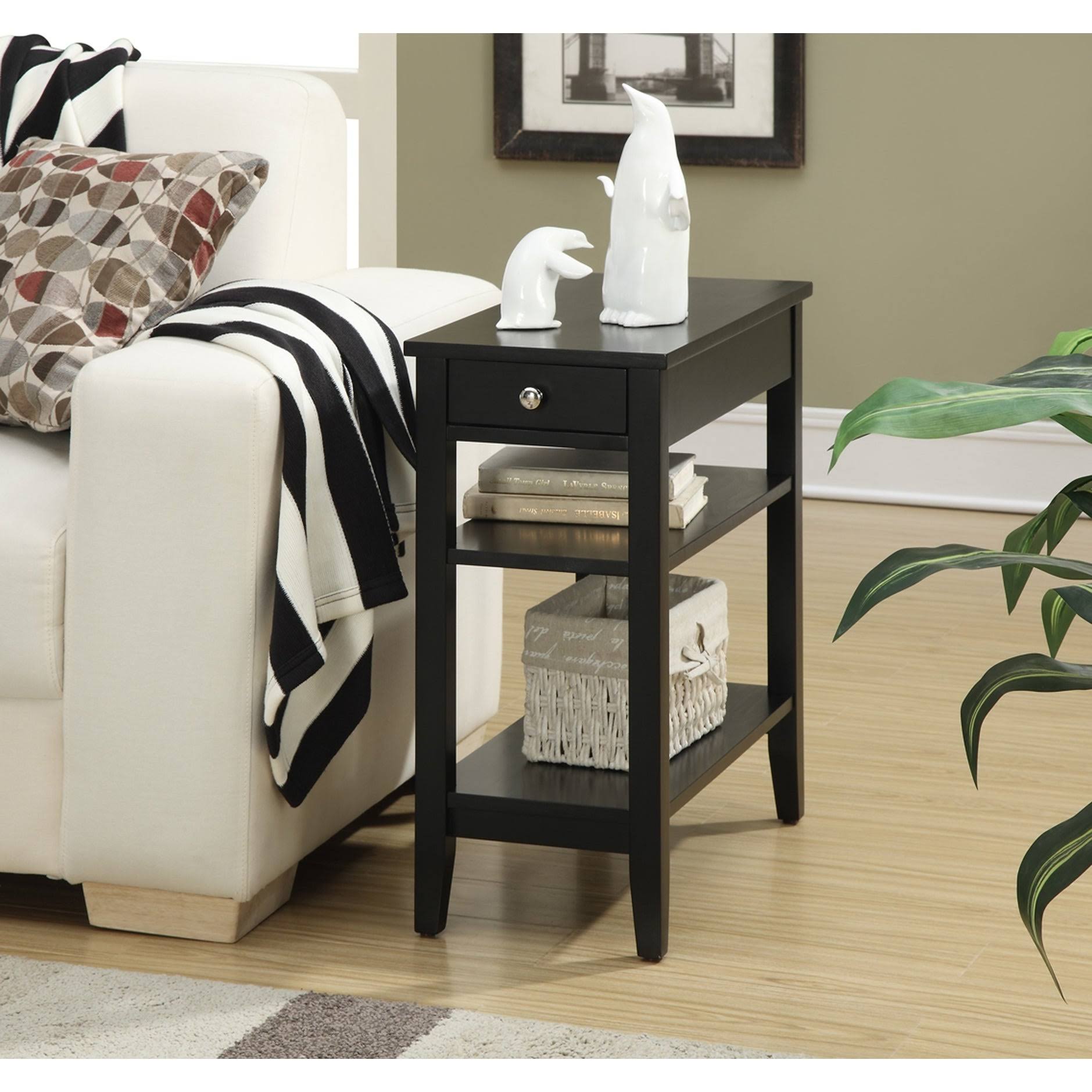 Convenience Concepts American Heritage Three Tier End Table with Drawer