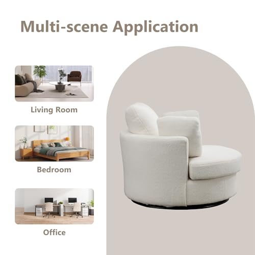 Chifee & Vingol 42.2" Oversized Swivel Accent Chair Round Barrel Chair,Chenille,Beige
