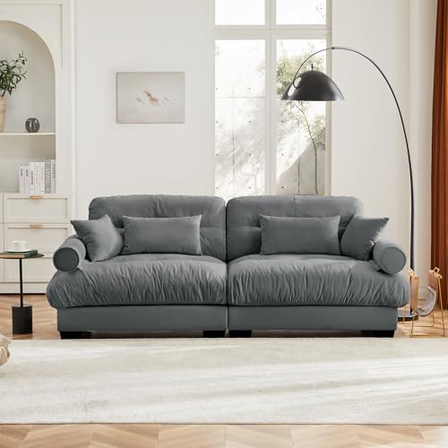 130" Modular Sectional Sofa,Velvet Upholstered Couches for Living Room,3 Seater Green Sofa Couch with Movable Ottoman