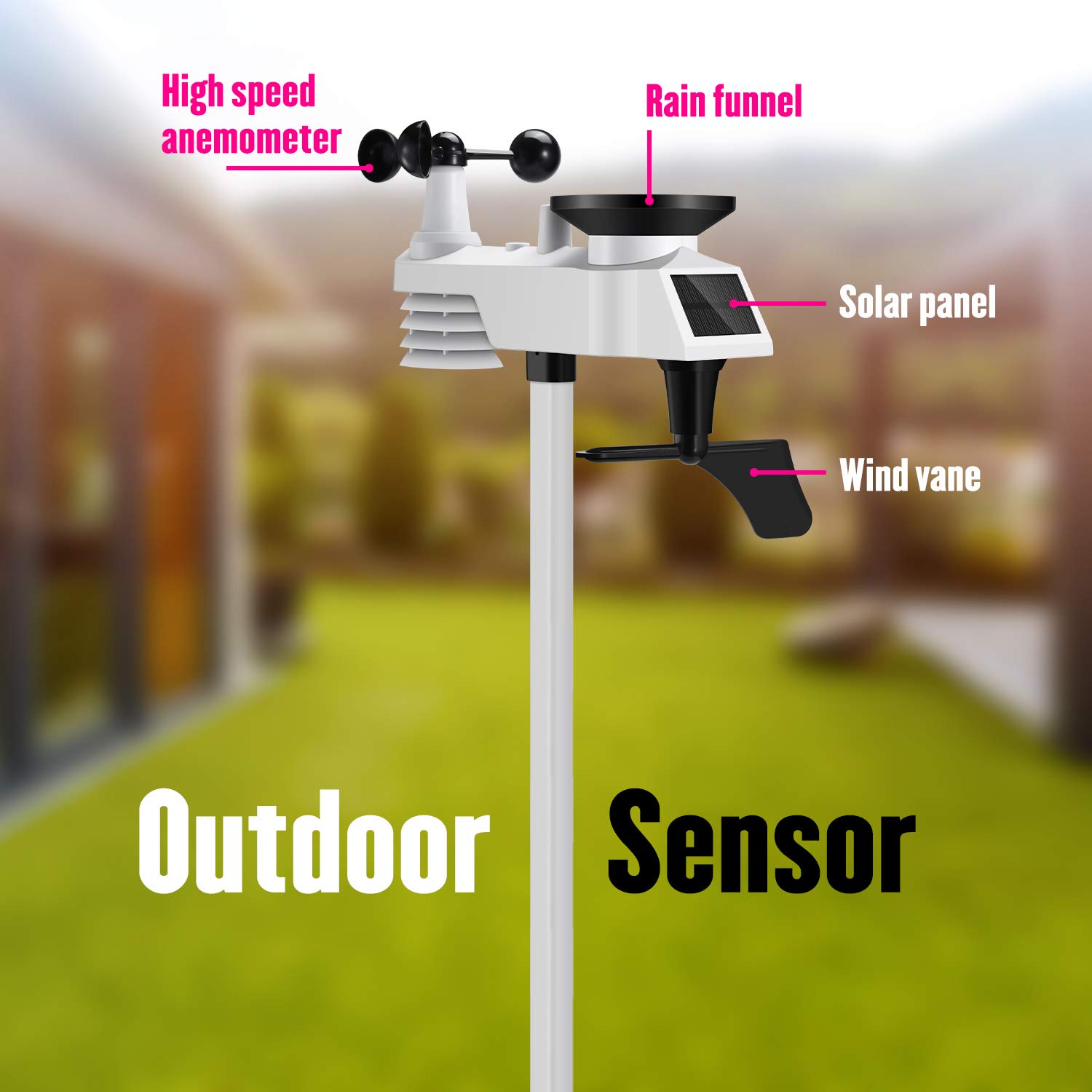 Sainlogic Wireless Weather Station with Outdoor Sensor, 8-in-1 Weather Station with Weather Forecast, Temperature, Air Pressure, Humidity, Wind Gauge