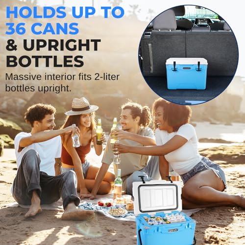 SereneLife Ultra-Tough 45 Quart Rotomolded Cooler Box with Wheels, Holds Upto 56 Cans, Keeps Ice Up to 5 Days