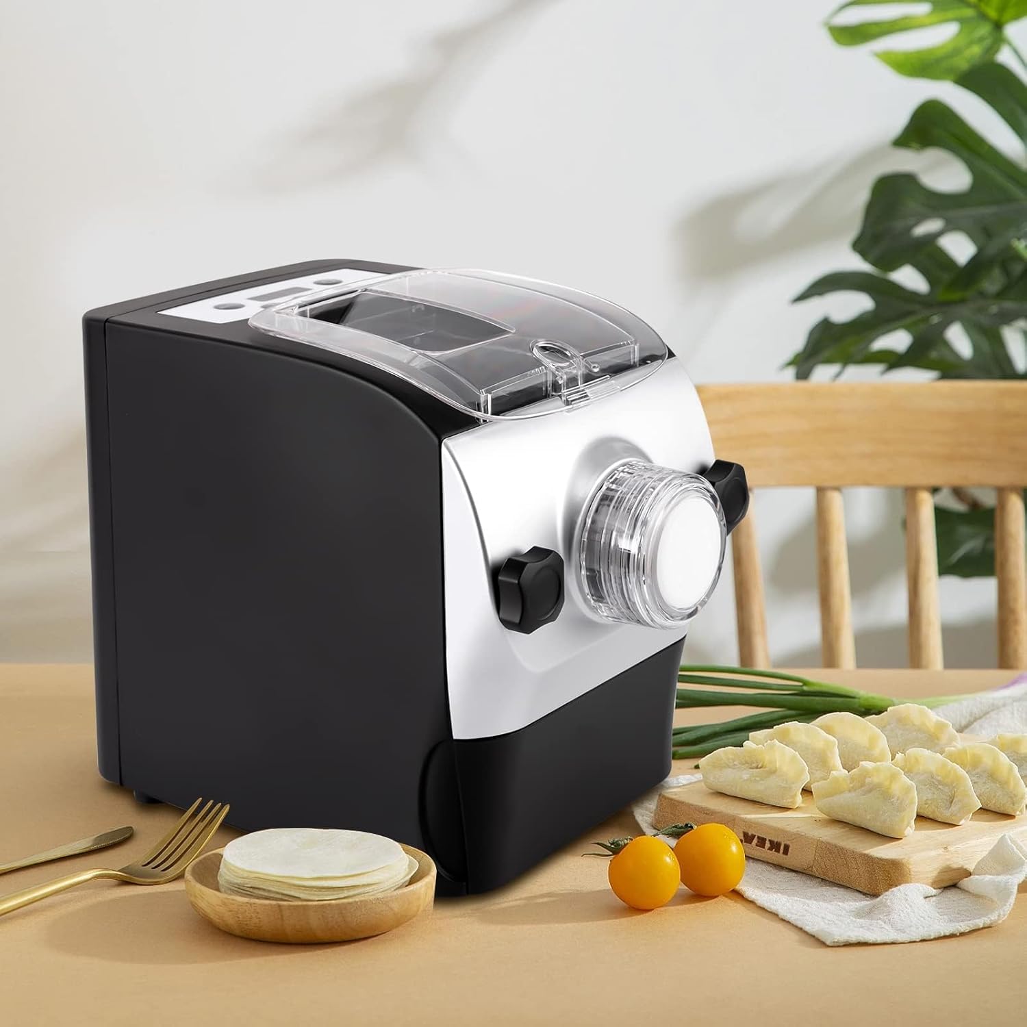 Electric Pasta Maker Machine, 260W Automatic Noodle Maker with 8 Moulds, Pasta/Dumpling Skin/Macaroni Maker with LED Display Timer