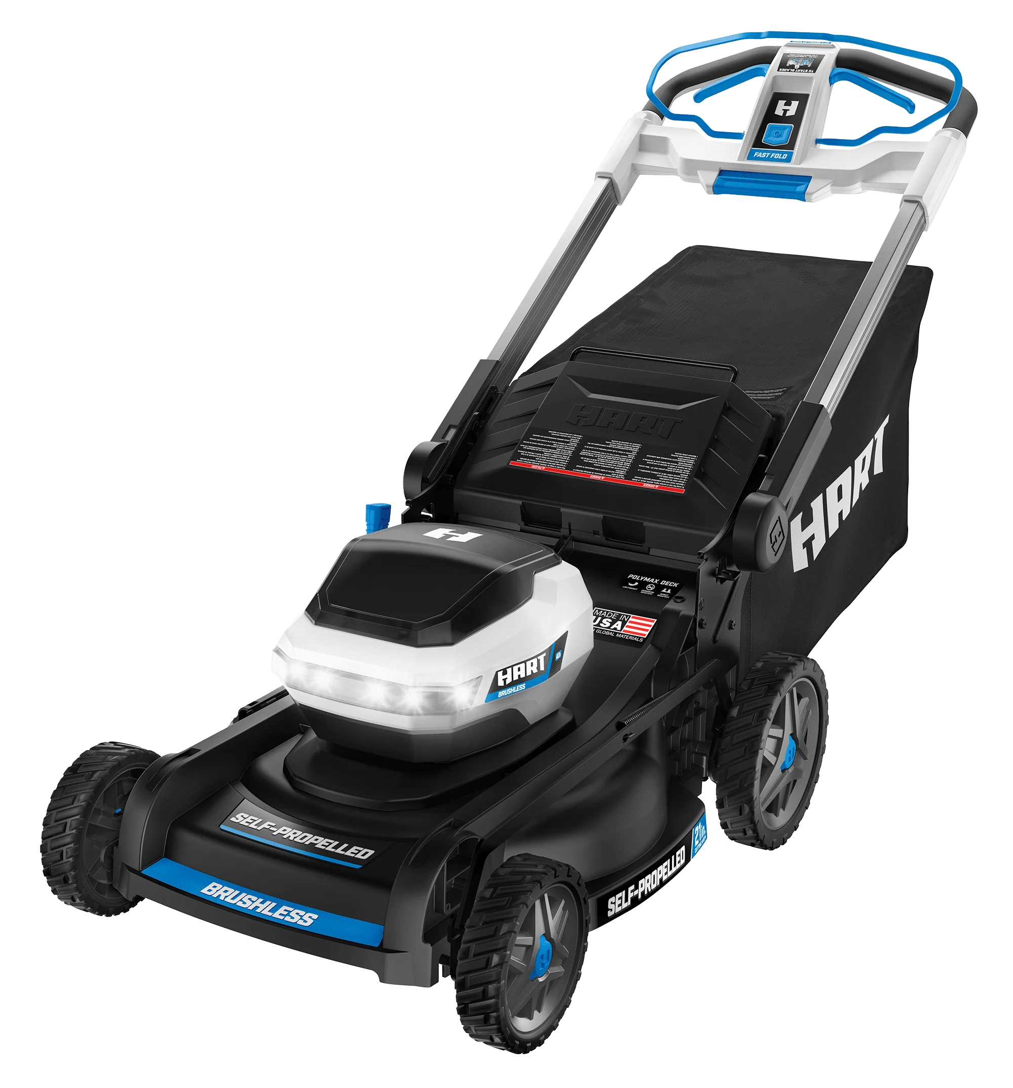 HART 40-Volt 21-inch Supercharge 3-in-1 Self-Propelled Mower Kit, (2) 6.0Ah Lithium-Ion Batteries