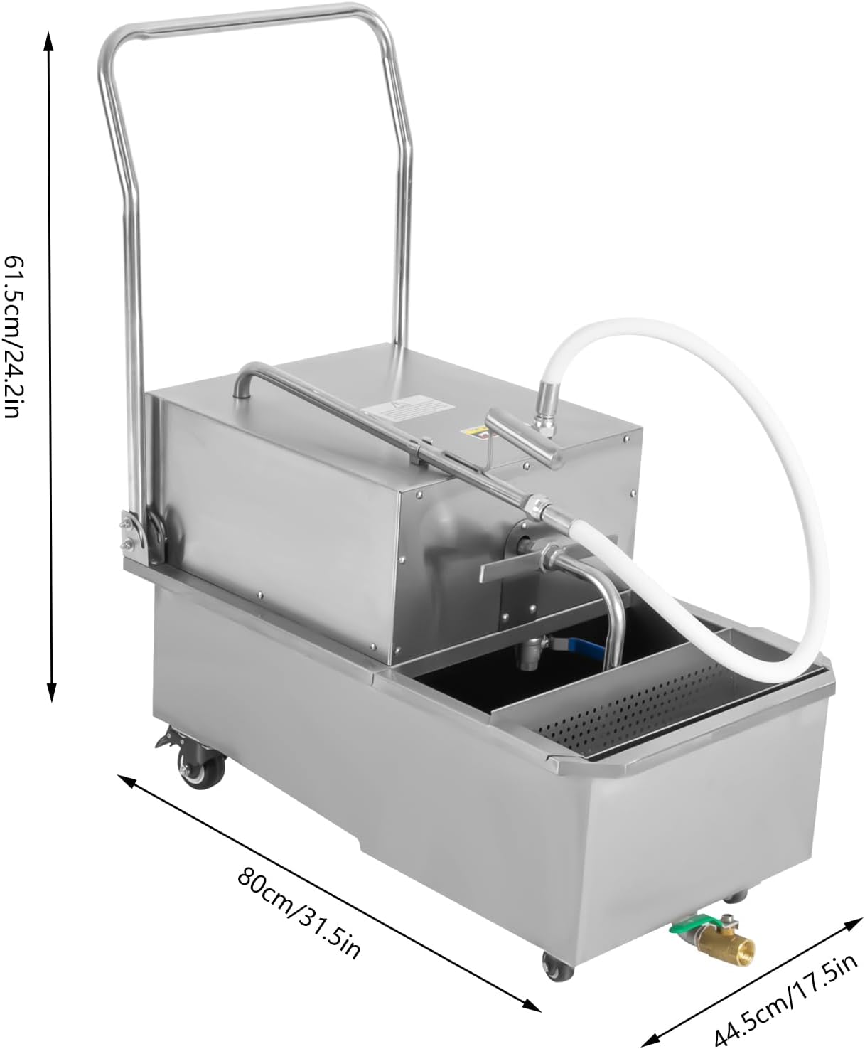550W Mobile Fryer Filter, Deep Fryer Filter Oil Filter 55 L /14.5 Gal Restaurant Oil Filter Machine