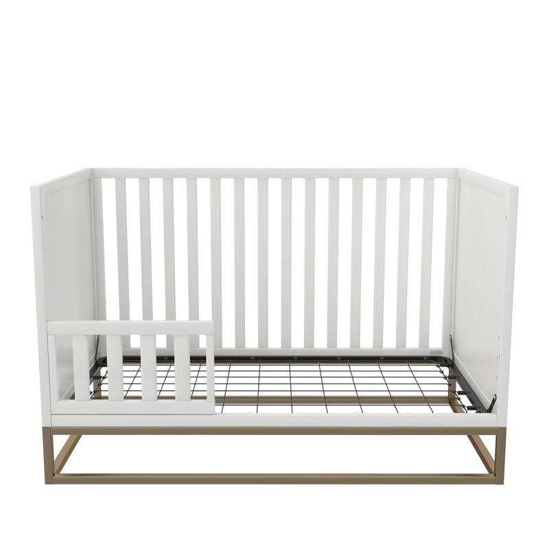 Little Seeds Haven 3 in 1 Convertible Wood Crib with Base in White and Gold - DA8028579LS