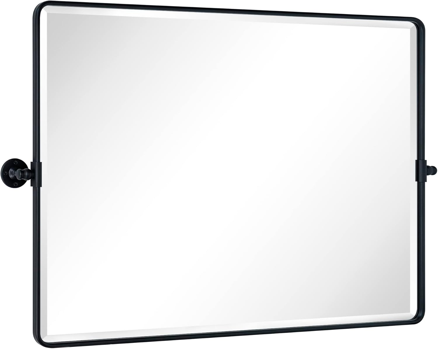 TEHOME 40x30'' Pivot Mirror Black Tilt Bathroom Vanity Mirror Matt Black Metal Framed Rectangle Horizontal Tilting Beveled Vanity Mirrors