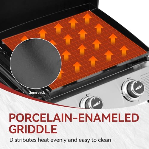Royal Gourmet PD1305H 3 Burner Propane Gas Grill and Griddle Combo with Lid, 3-in-1 Grill Griddle Combo with 29,000 BTUs Output for Outdoor Cooking