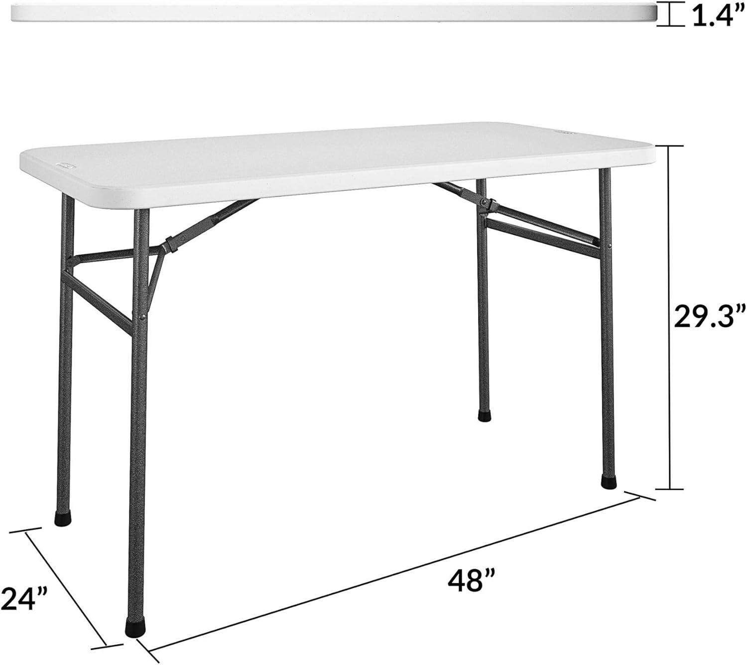 COSCO 4 ft. Straight Folding Utility Table, White, Indoor & Outdoor, Portable Desk, Camping, Tailgating, & Crafting Table