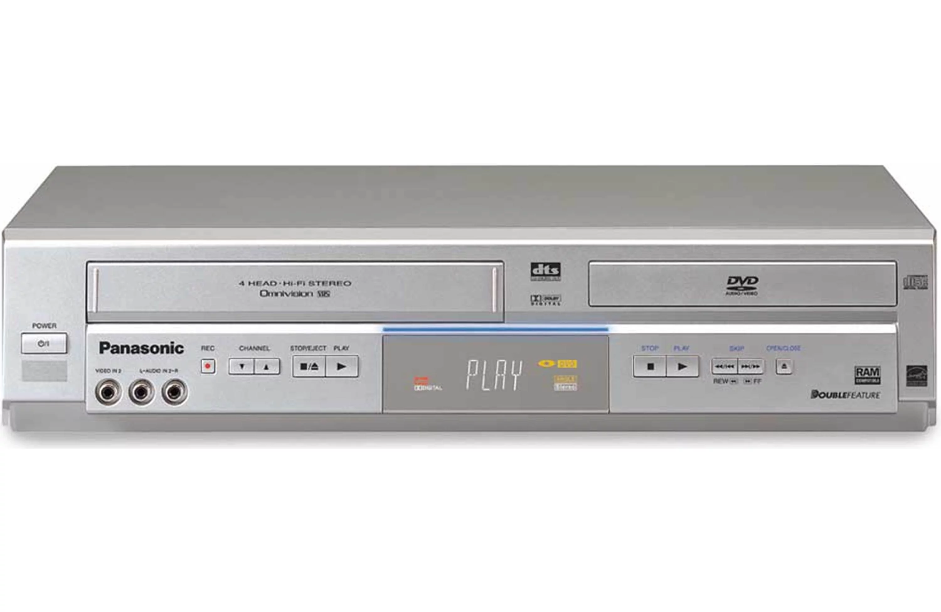 Panasonic PV-D4745S (Used) DVD/VCR combo with Remote, Manual, and Cables